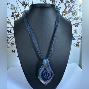 Elegant Blue Swirl Pendant Necklace